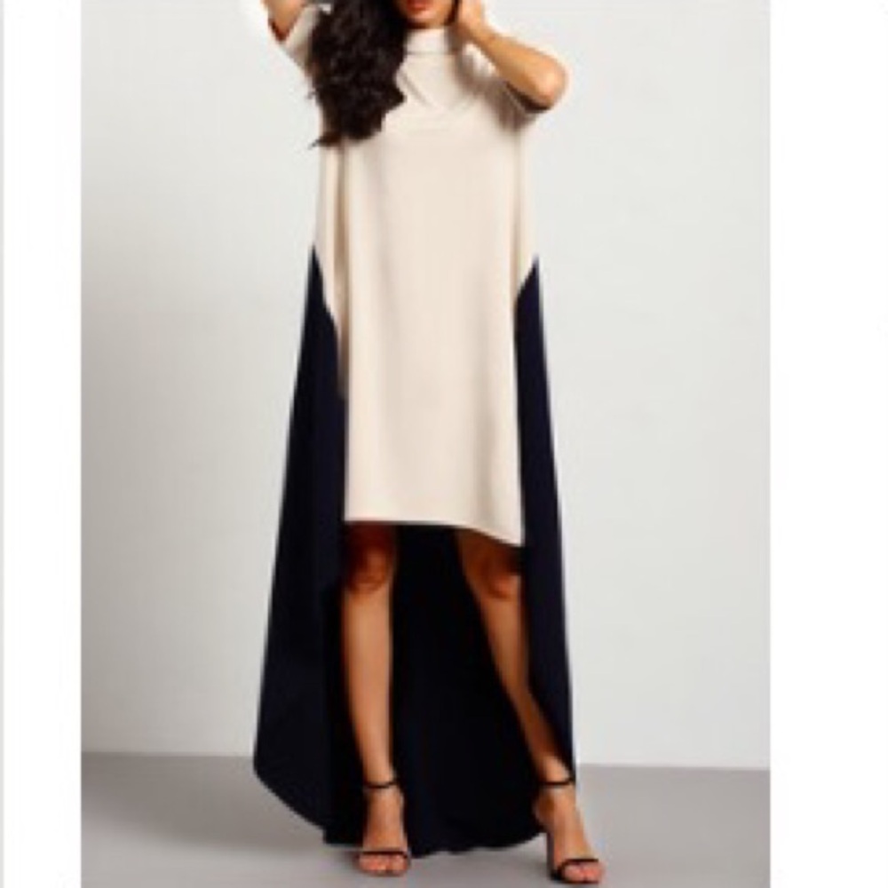 51Twenty Cream and Black High Low Dress